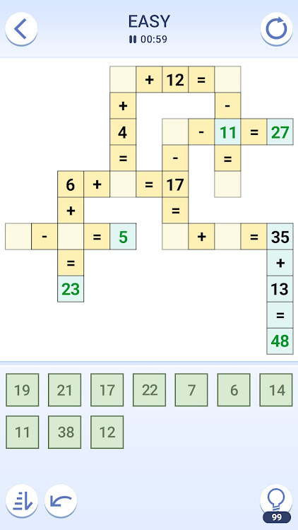 #1. Cross Math Puzzles (Android) By: Hypervation