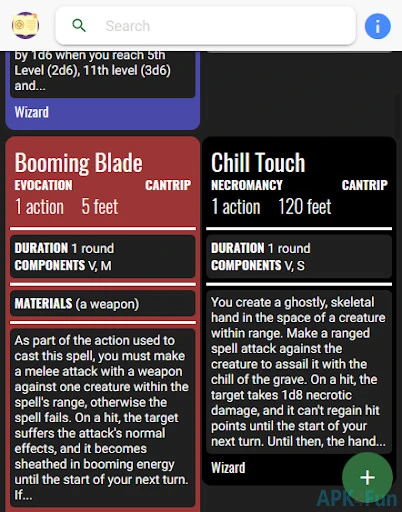 D&D Spell Cards Screenshot Image