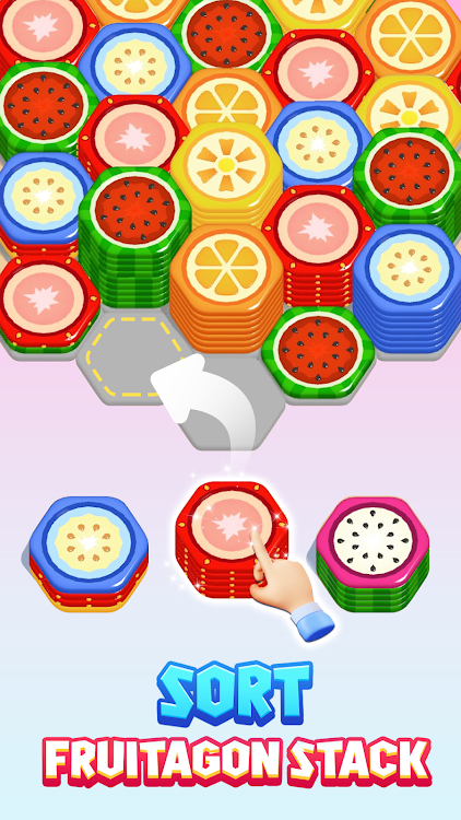 #1. Fruitagon: Stack Sort (Android) By: ABI Games Studio