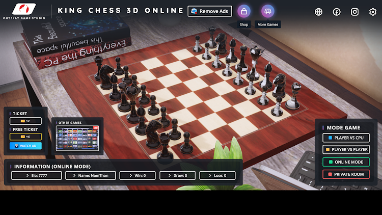 #1. King Chess 3D Online (Android) By: OUTPLAY GAME STUDIO