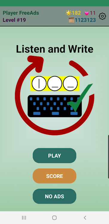 #1. Listen & Write: Word Game (Android) By: Ernesto Herrera Arias