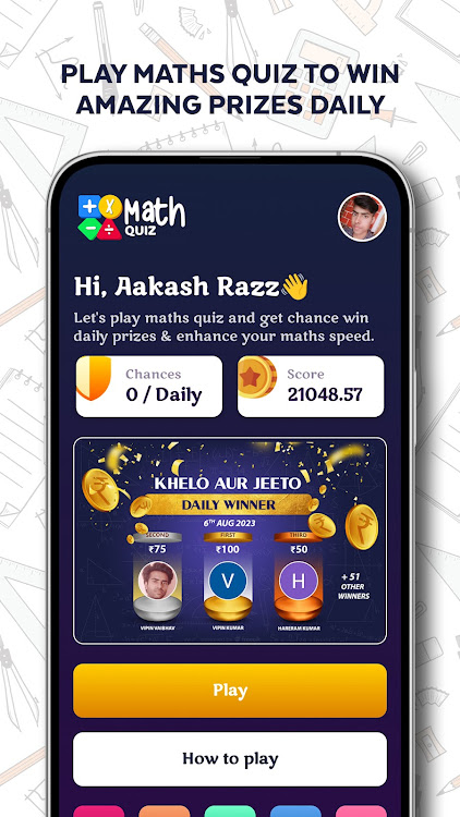 #1. Math Quiz - Play & Win (Android) By: Roso Apps