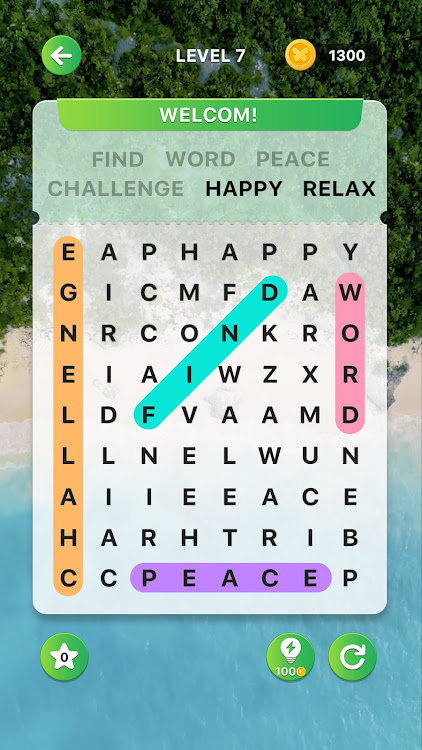 #1. Peace Word Search (Android) By: Hustle Run