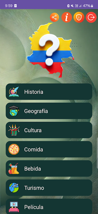 #1. Quiz de Colombia (Android) By: Jatisari Inovasi Studio