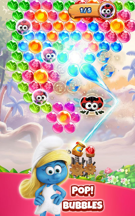 #6. Smurfs Bubble Shooter Story (Android) By: Viva Games Studios