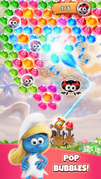 #1. Smurfs Bubble Shooter Story (Android) By: Viva Games Studios