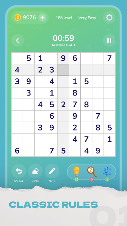 #1. Sudoku Boost: Classic Games (Android) By: Metabula Games