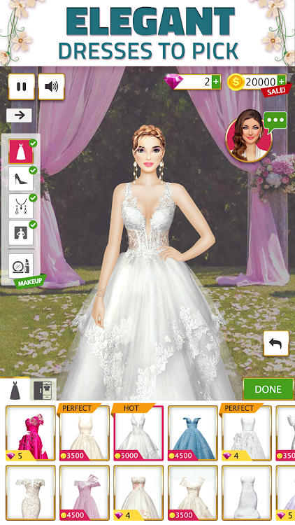 #4. Super Wedding Dress Up Stylist (Android) By: Games2win.com