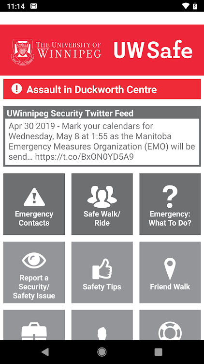 #1. UW Safe (Android) By: The University of Winnipeg