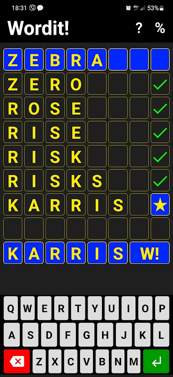 #1. Wordit! - unique word game (Android) By: KubiKDB