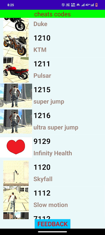 #8. indian bike driving cheat code (Android) By: Apps Portall