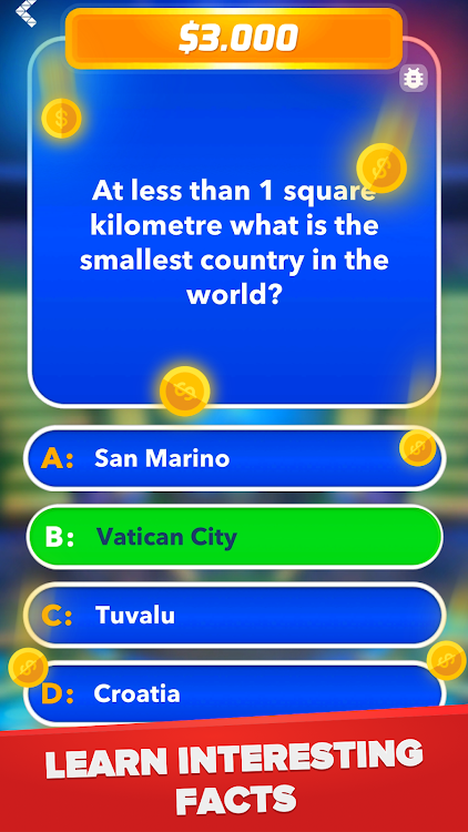 #7. Millionaire - Quiz & Trivia (Android) By: Trivia & Quiz Games by Nuomondo