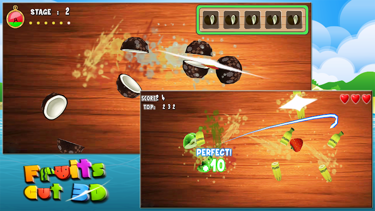 #3. Fruit Cut 3D - Fruit Slice (Android) By: GAO STUDIO