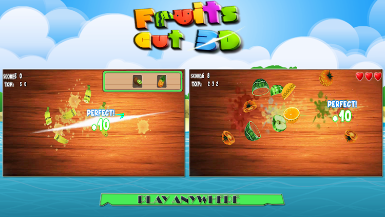 #5. Fruit Cut 3D - Fruit Slice (Android) By: GAO STUDIO