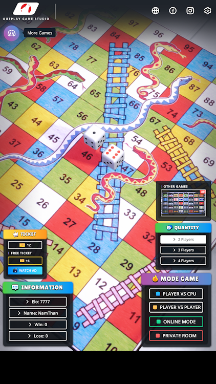 #2. Snakes And Ladders 3D Online (Android) By: OUTPLAY GAME STUDIO