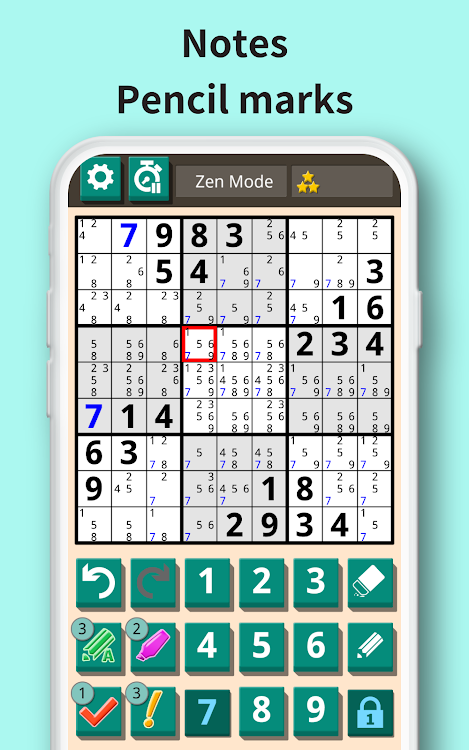 #6. Sudoku classic - Sudoku puzzle (Android) By: ambertabby