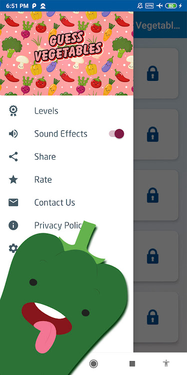 #5. Guess the vegetable game (Android) By: khicomro