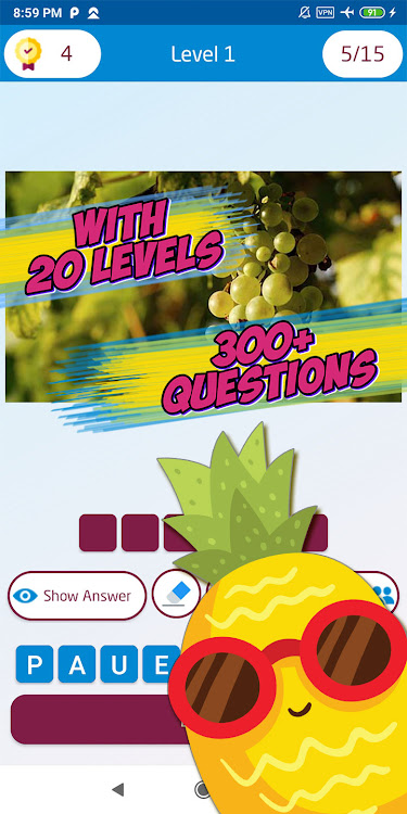 #3. Guess the fruit name game (Android) By: khicomro