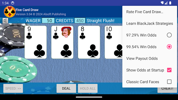 #2. Five Card Draw Poker (Android) By: Alsoft Publishing Co