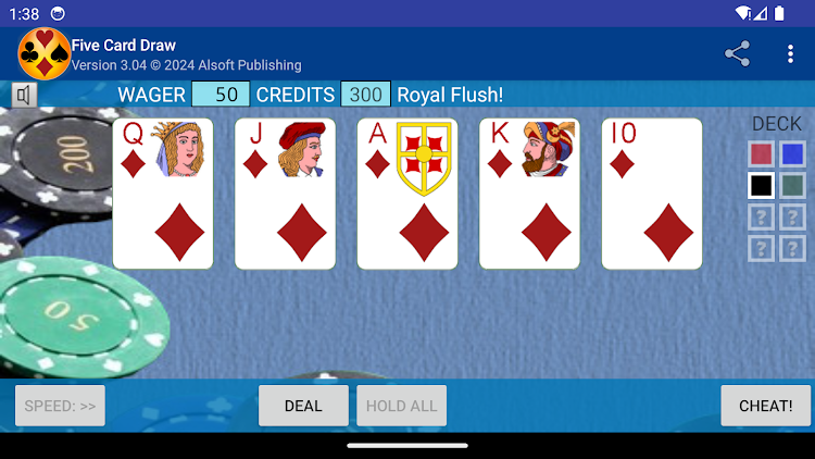 #6. Five Card Draw Poker (Android) By: Alsoft Publishing Co