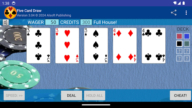 #7. Five Card Draw Poker (Android) By: Alsoft Publishing Co