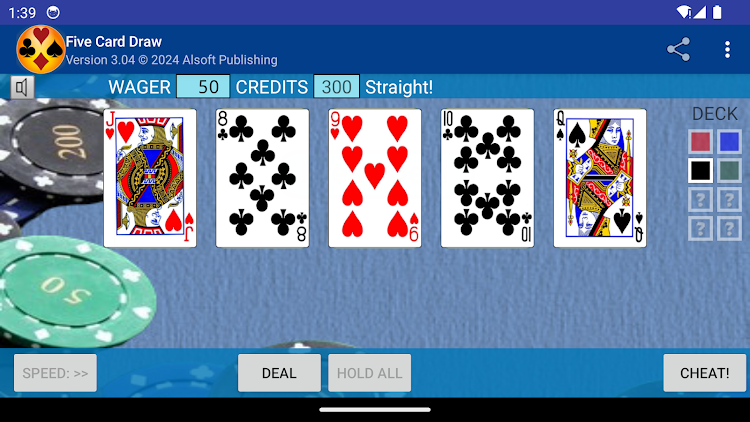 #8. Five Card Draw Poker (Android) By: Alsoft Publishing Co