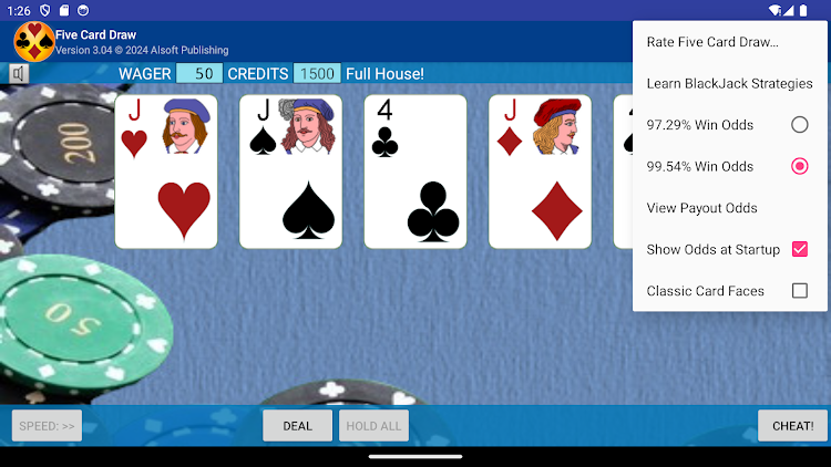 #10. Five Card Draw Poker (Android) By: Alsoft Publishing Co