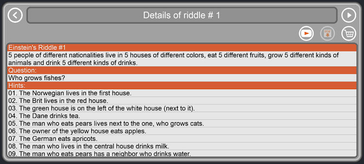 #2. Einstein's Riddles Text Puzzle (Android) By: tatogry