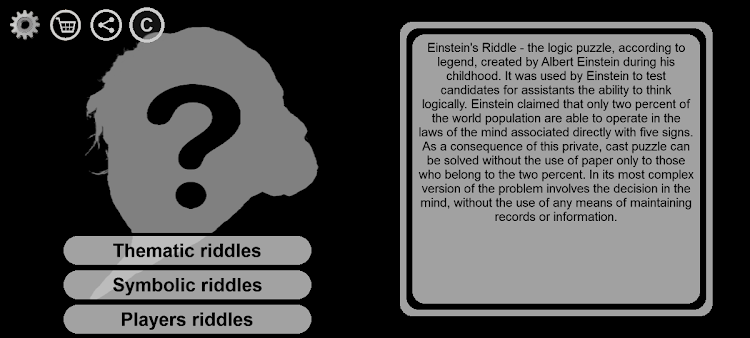 #6. Einstein's Riddles Text Puzzle (Android) By: tatogry