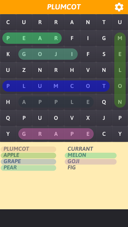 #2. Fruits Word Search (Android) By: Sant Mostarda Catchup Dev Games