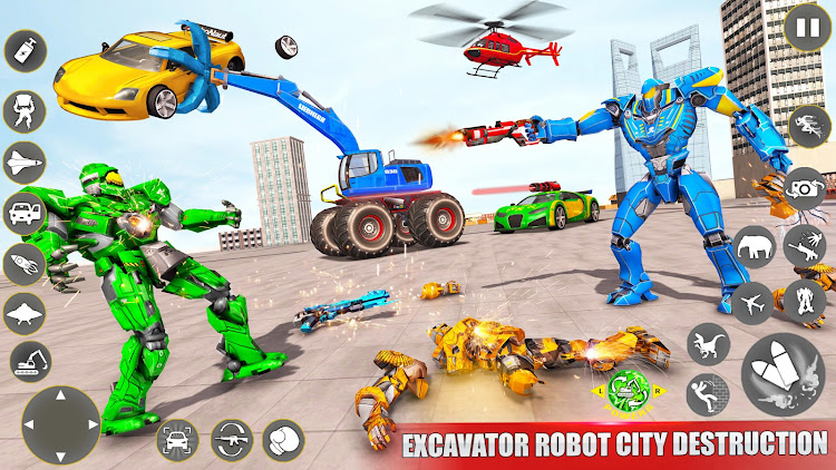 #3. Excavator Robot War - Car Game (Android) By: Go Jins - Robot Games and Shooting Games