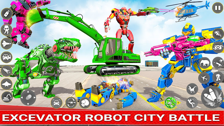 #4. Excavator Robot War - Car Game (Android) By: Go Jins - Robot Games and Shooting Games