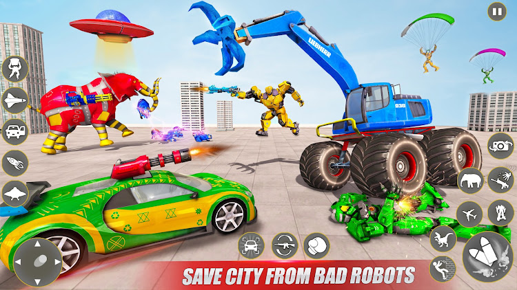 #7. Excavator Robot War - Car Game (Android) By: Go Jins - Robot Games and Shooting Games