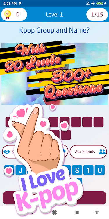 #3. kpop group quiz (Android) By: khicomro