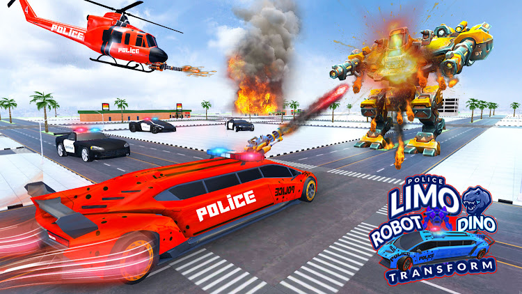 #2. Police Limo Dino Robot Fight (Android) By: Superhero Robot Games