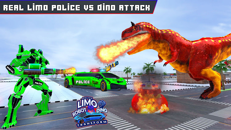 #4. Police Limo Dino Robot Fight (Android) By: Superhero Robot Games