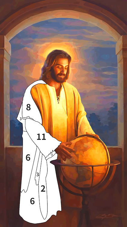 #3. Jesus Coloring Book Color Game (Android) By: Color by Number Games