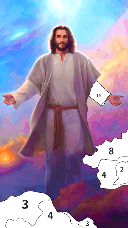 #5. Jesus Coloring Book Color Game (Android) By: Color by Number Games