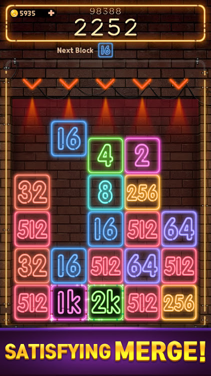 #4. Drop Number : Neon 2048 (Android) By: SUPERBOX Inc