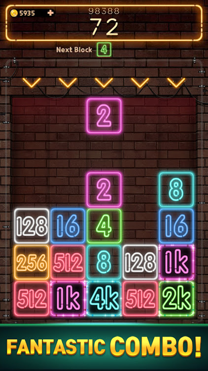 #5. Drop Number : Neon 2048 (Android) By: SUPERBOX Inc