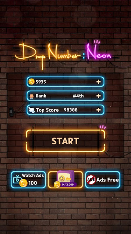 #7. Drop Number : Neon 2048 (Android) By: SUPERBOX Inc