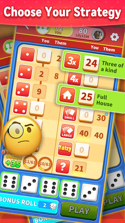 #5. Yatzy GO! Classic Dice Game (Android) By: Game In Life