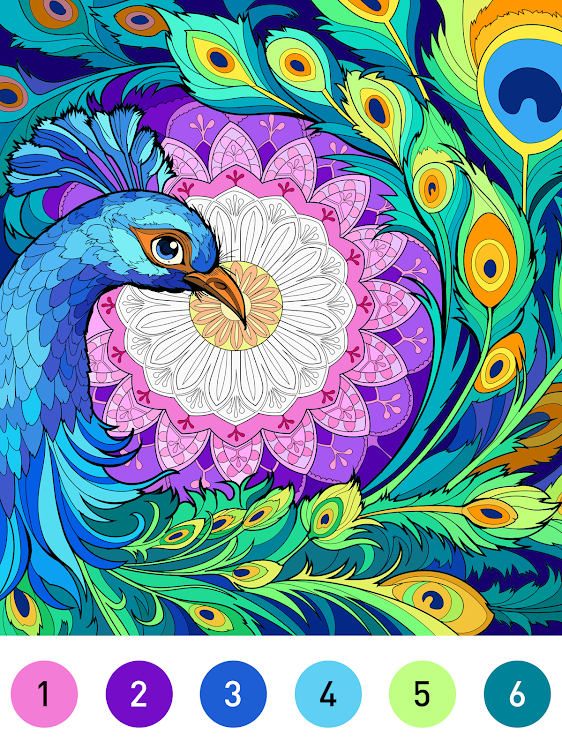 #6. Mandala Color by Number Book (Android) By: LoveColoring Game