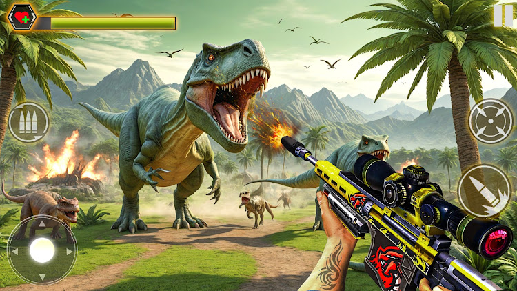 #6. Dino Hunting Games: Dino Clash (Android) By: Ropstam Game Studio