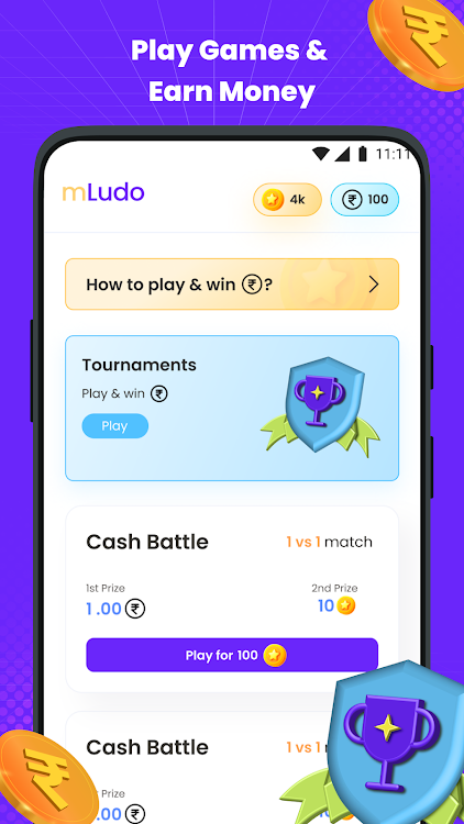 #2. Ludo Rewards: Play & Earn Cash (Android) By: MyGames Developers