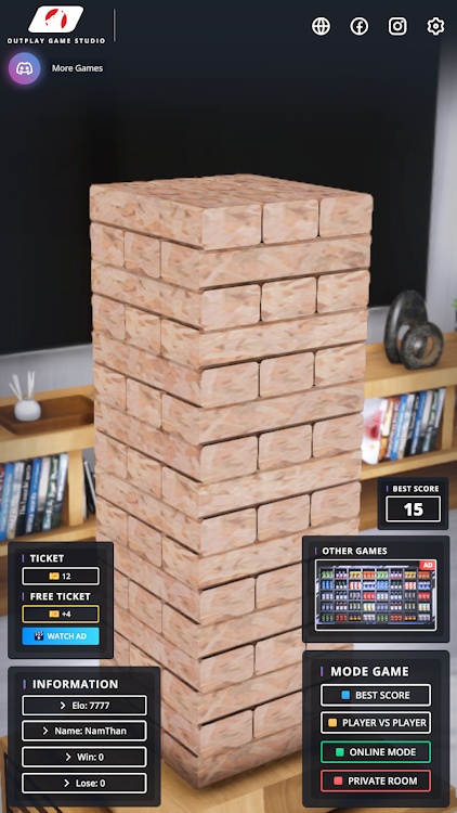 #2. Wood Tower 3D Online (Android) By: OUTPLAY GAME STUDIO