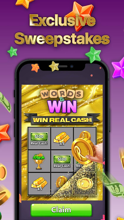 #2. Words to Win: Real Money Games (Android) By: Rewardify