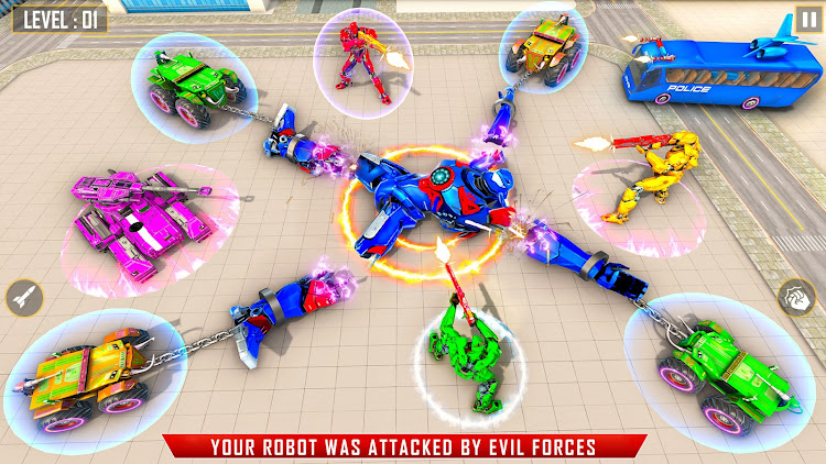 #3. Bus Robot Car Game:Robot Game (Android) By: Cradley Creations