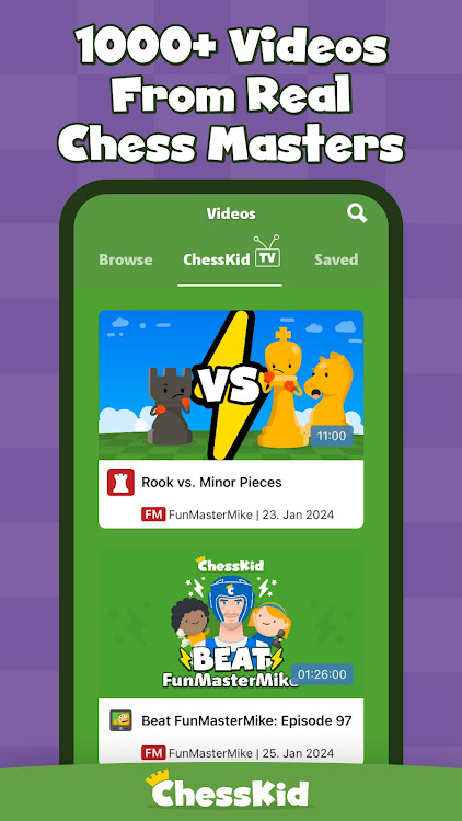 #3. Chess for Kids - Play & Learn (Android) By: Chess.com