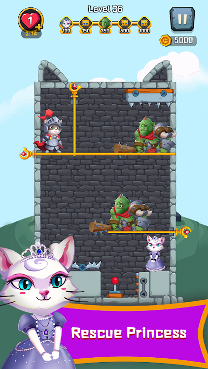 #2. Save The Cat-Pull The Pin (Android) By: PUZZLE GAMES